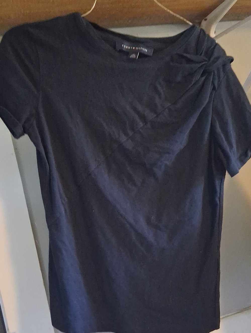 Tommy Hilfiger Black Short-Sleeve Knot Shoulder Top